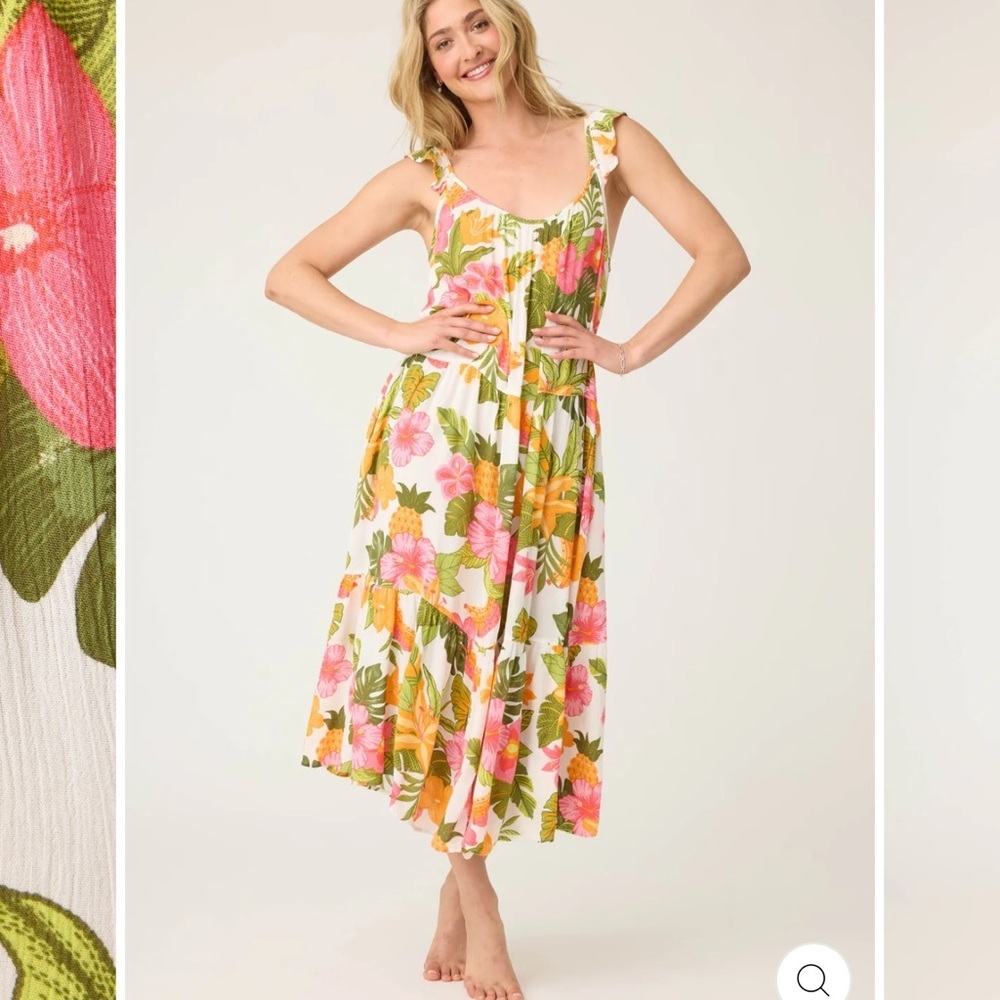 P.J Salvage NWT Copacabana Floral Midi Lounge Dress Size Small - Picture 6 of 12